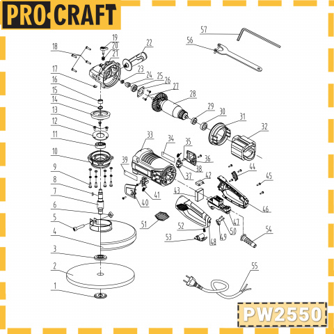 Bruska úhlová Procraft PW2550, 230mm | PW2550